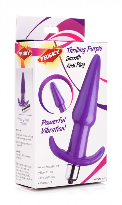 Frisky Smooth Vibrating Butt Plug - Purple 12.2 cm