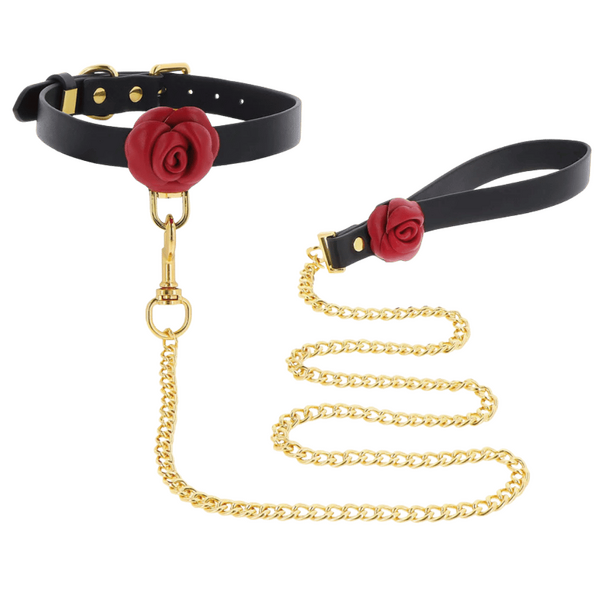 Wild Roses Collar & Leash (Black)-17443-BLACK