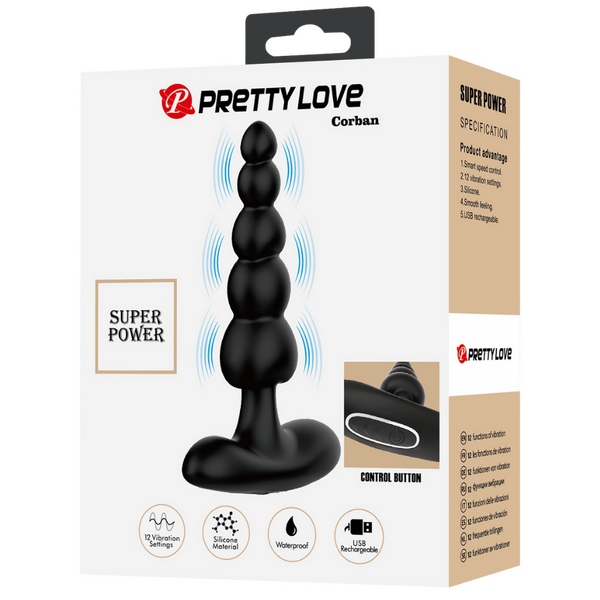 Corban - Rechargeable Butt Plug (Black)-BI-040174