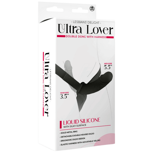 Ultra Lover - Double Dong with Harness (Black)-FNQ003A000-010