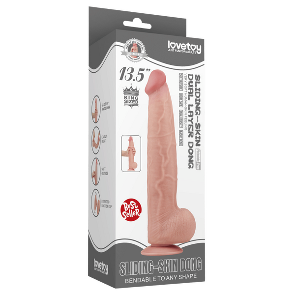 13.5'' King Sized Sliding Skin Dual Layer Dong (Flesh)-LV317053
