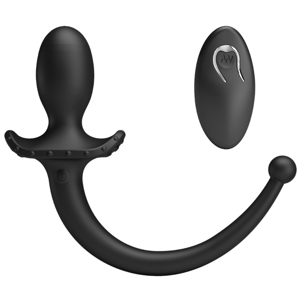 Remote Control Vibrating Butt Plug Tail (Black)-BI-040195W