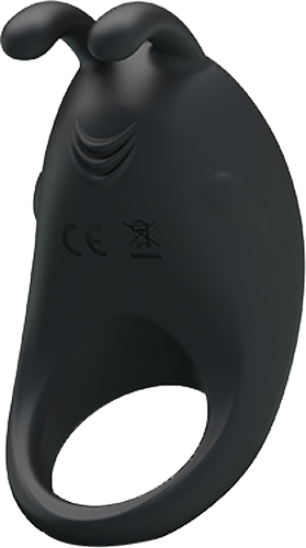 Rechargeable Rabbit Vibrator Cockring (Black)-BI-210152