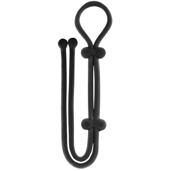 Adjustable Cock Ring with Ball Strap (Black)-FNR026A000-010