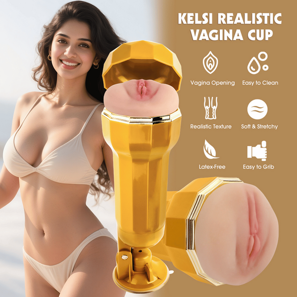Kelsi Realistic Vagina Vibrating Cup-CN-628302327