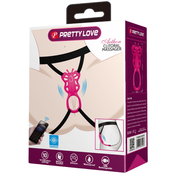Rechargeable Strap-on Butterfly Massager - Aethon (Pink)-BI-022062HP