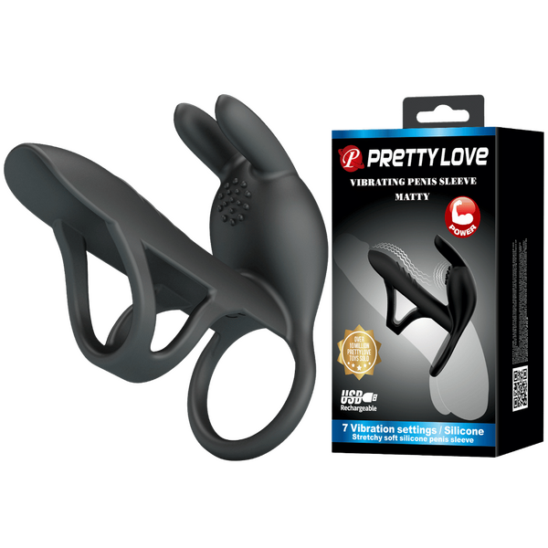 Vibrating Penis Sleeve - Matty (Black)-BI-210326