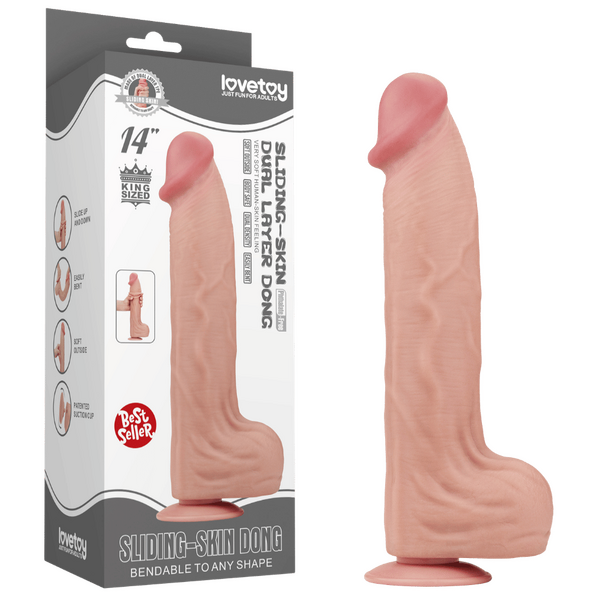 14'' King Sized Sliding Skin Dual Layer Dong (Flesh)-LV317054