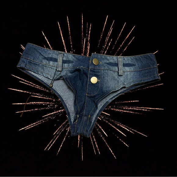 BeWicked Sexy Cut Off Low Waist Mini Denim Booty Shorts - Medium