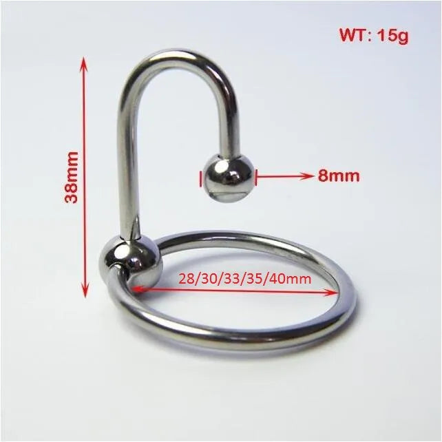 Stainless Steel Two Bead Penis Delayed Ring Cockring Jewelry - Fetish