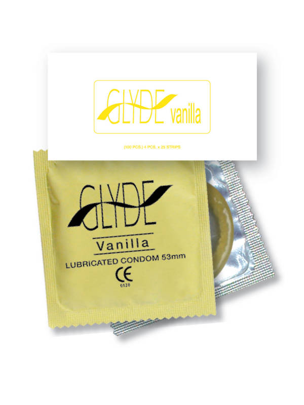 GLYDE FLAVOURED VANILLA BULK VEGAN CONDOMS 100 Condoms - Early2bed