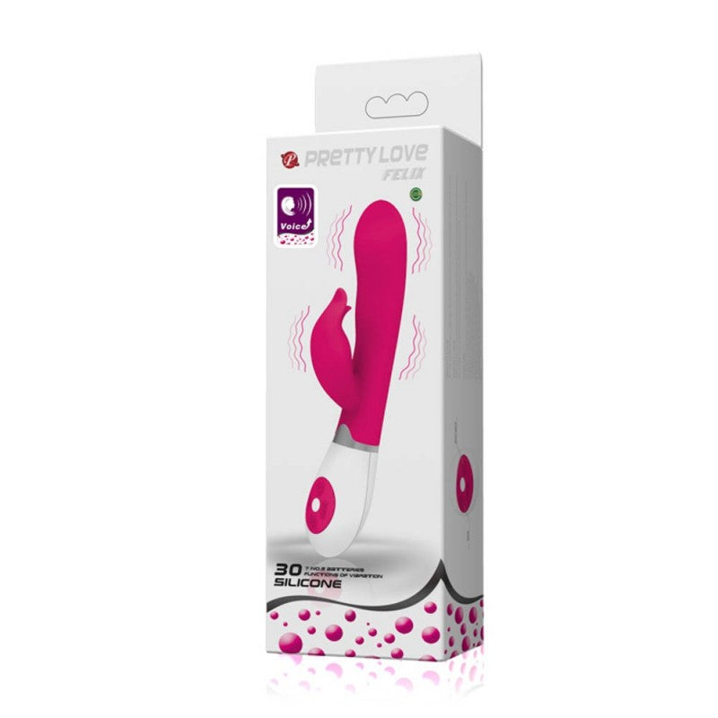 Felix Silicone (Pink) Rabbit Vibrator Voice Control 30 Functions Vibration