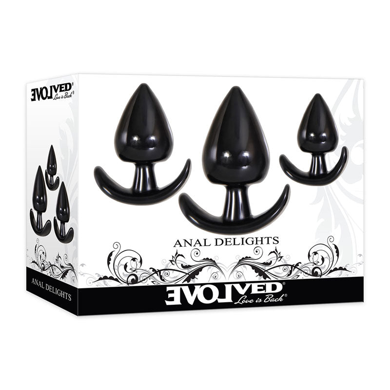 Evolved Delights - Black Butt Plugs - Set of 3 Sizes