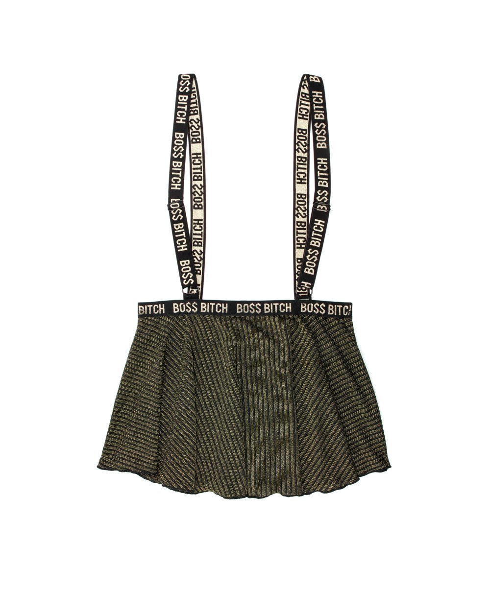 Boss Bitch Suspender Skirt - Skirt Only - Black/gold - Large/XL