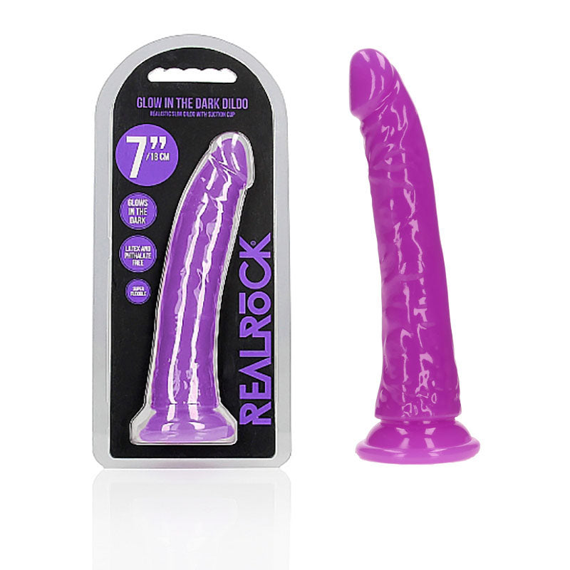 REALROCK 18 cm Slim Glow in the Dark Neon - Purple-(rea142glopur)