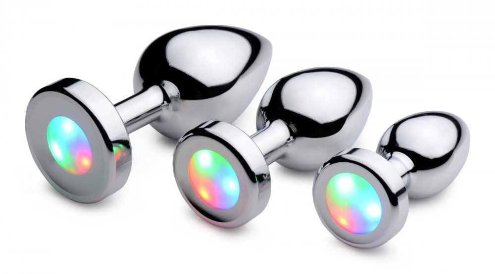 Booty Sparks Light Up LED Anal Plug - Large - Silver Butt Plug
