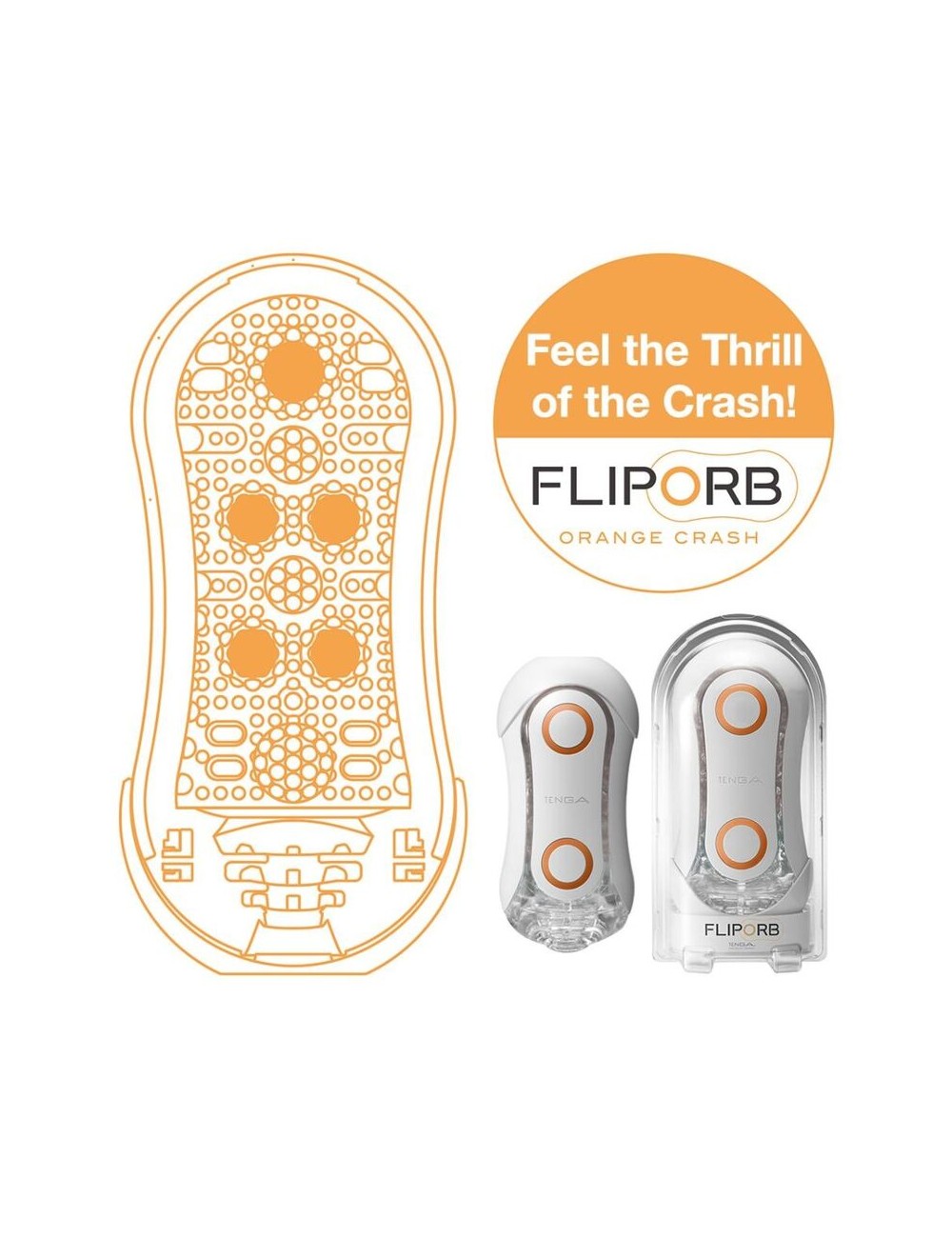 NEW Tenga Flip Orb Orange Crash Stimulation 7'' Men Masturbator Sex Toy