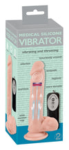 Medical Silicone 8.25" Thrusting Vibrator - flesh