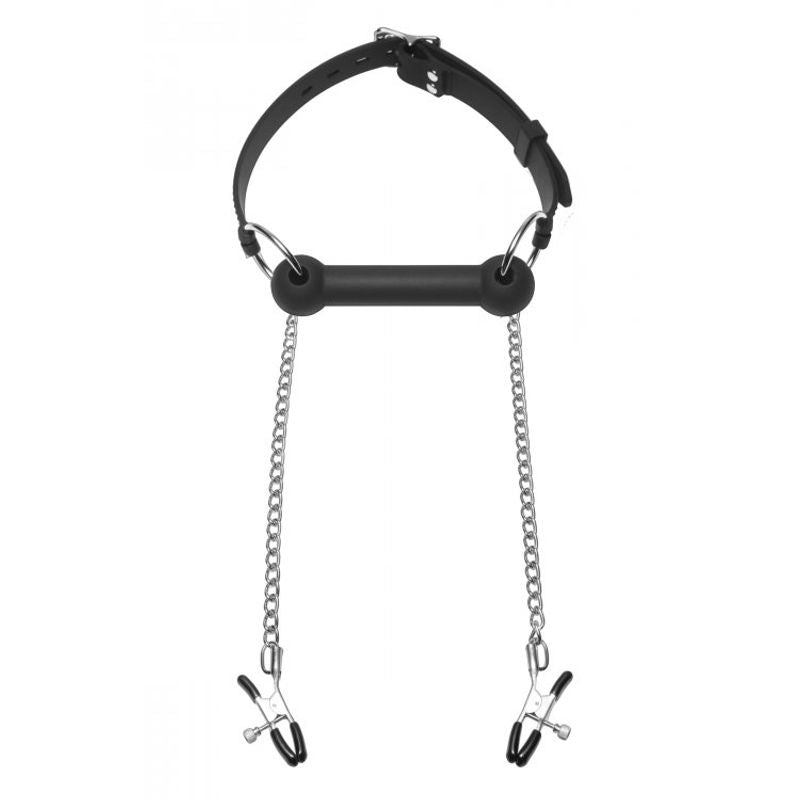 Equine Silicone Bit Gag With Nipple Clamps