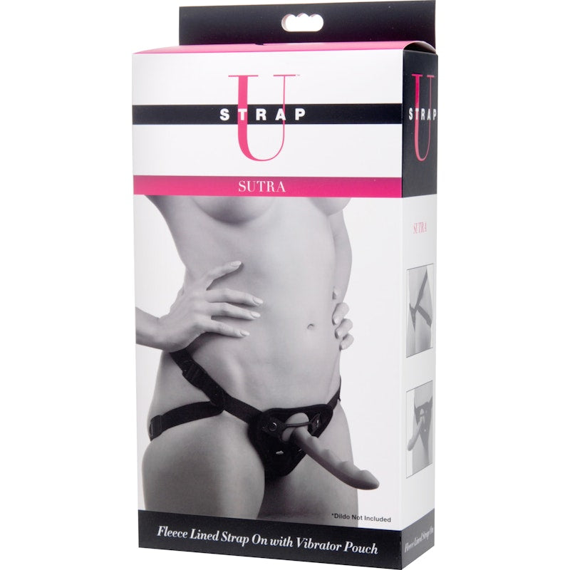 Sutra Fleece-Lined Strap On with Vibrator Pouch