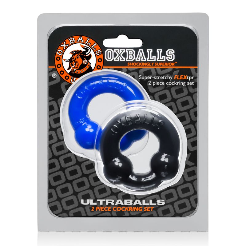 Ultraballs 2 Pk Cockring Black And Police Blue