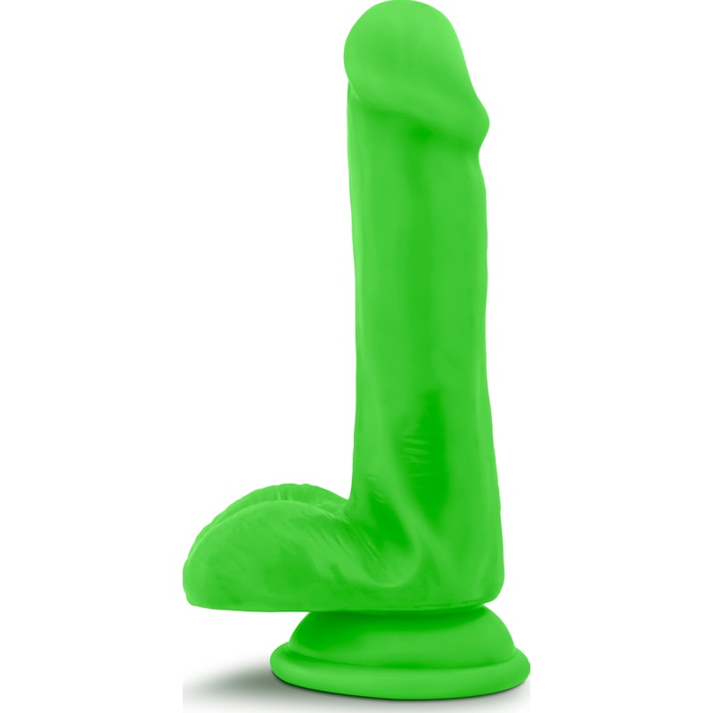 Neo Elite 6in Silicone Dual Density Cock with Balls Neon Green