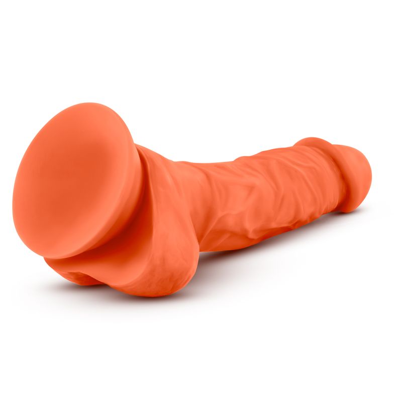 Neo Elite 7.5in Silicone Dual Density Cock with Balls Neon Orange