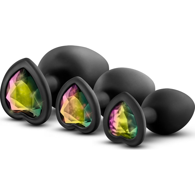 Luxe Bling Plugs Training Kit Black With Rainbow Gems