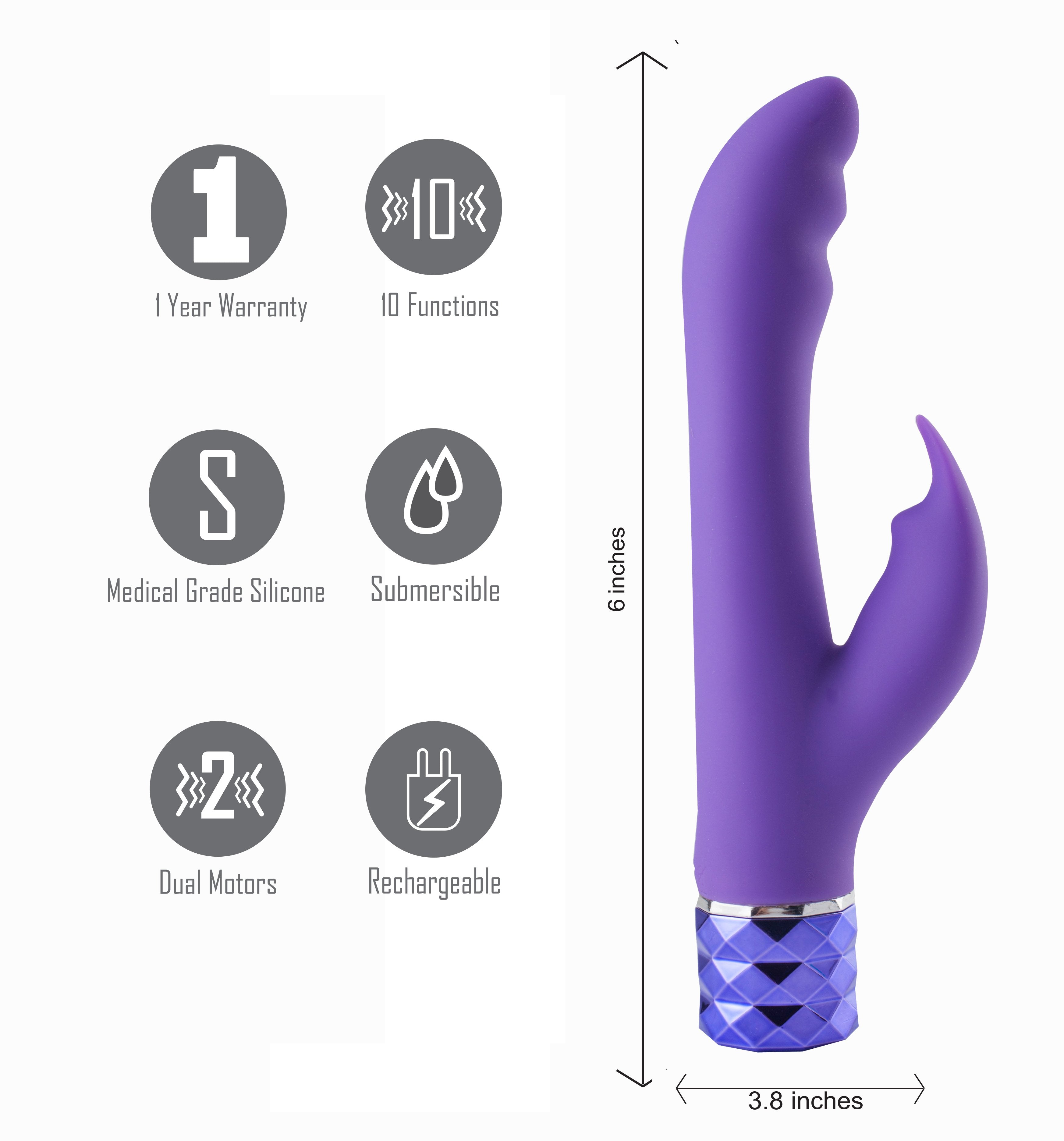 Maia Hailey - Purple 15.2 cm USB Rechargeable Rabbit Vibrator-16-07-L2