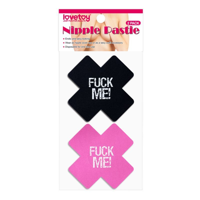 FUCK ME Cross Pattern Nipple Pasties Twin Pk