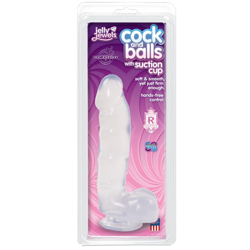 Cock And Balls With Suction Cup Diamond Clear