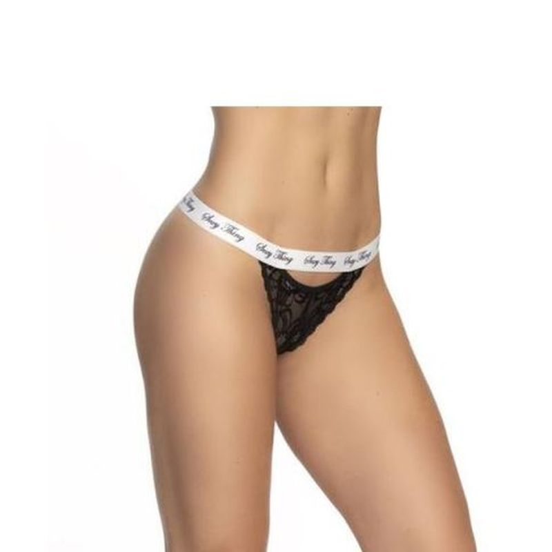 Lace Keyhole V Back Pantie Black