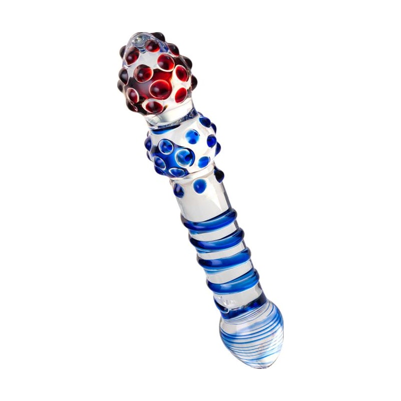 Sexus Glass Dildo Blue Red 20.5cm