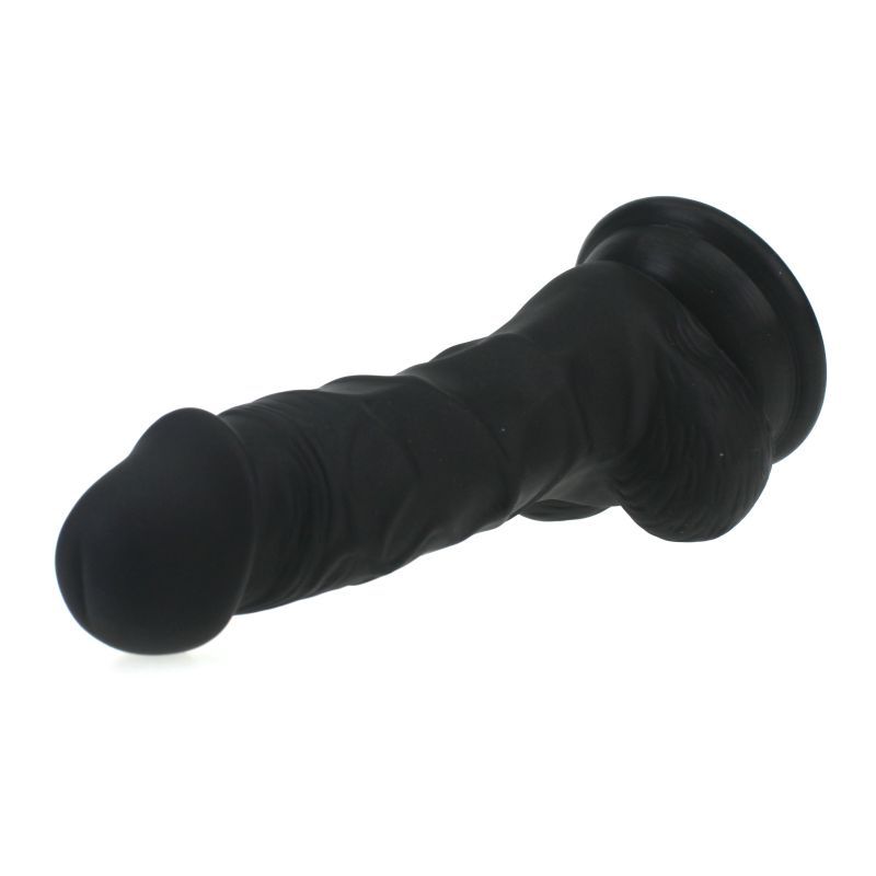 Realistic Dildo Veined Shaft w Balls Black