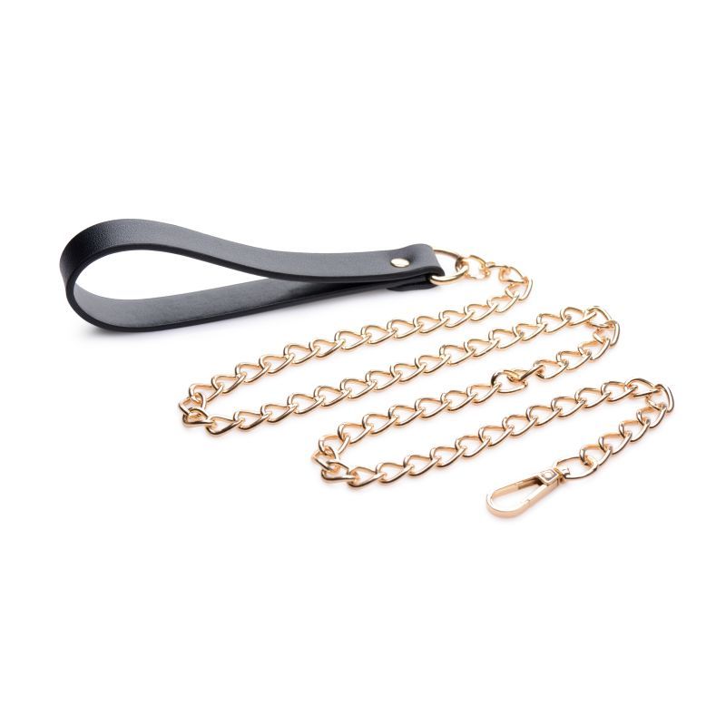 Leashed Lover Black/Gold Chain Leash