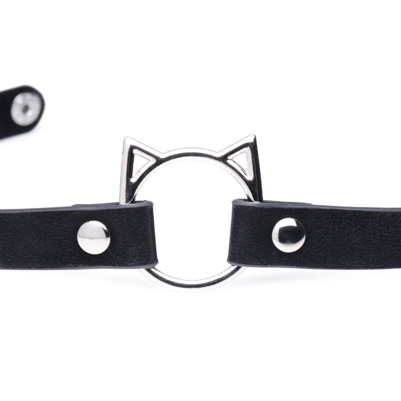 Kinky Kitty Ring Slim Choker Black