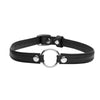 Sex Pet Leather Choker w Silver Ring Black