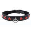 Bling Vixen Leather Choker w Red Rhinestones