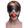 Blindfold Harness w Ball Gag-AG696-BLK