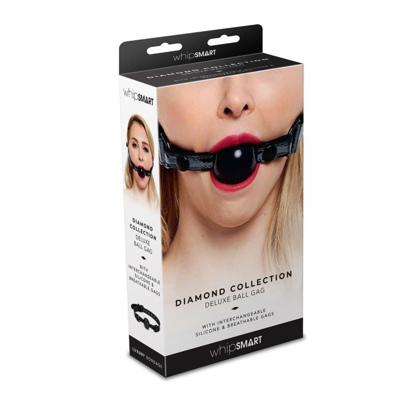 Whip Smart Diamond Deluxe Ball Gag Black-WS1008-BLK