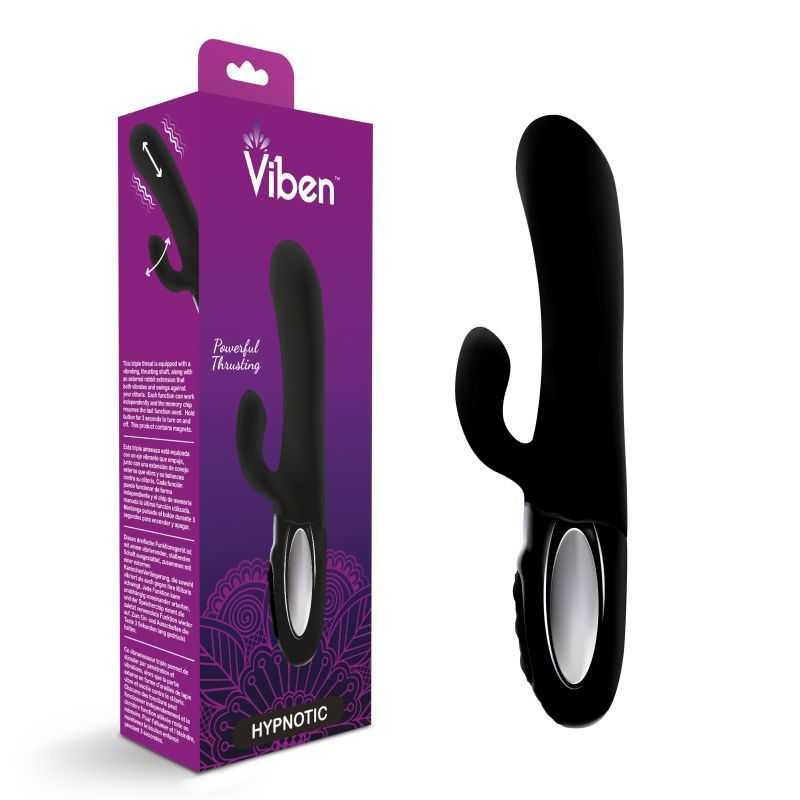 Viben Hypnotic Thrusting Rabbit Vibe w Swinging Clit Stim Black