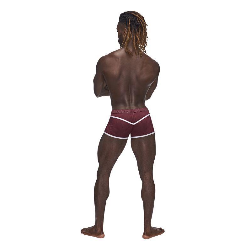 Male Power Sport Mesh Mini Short Burgundy