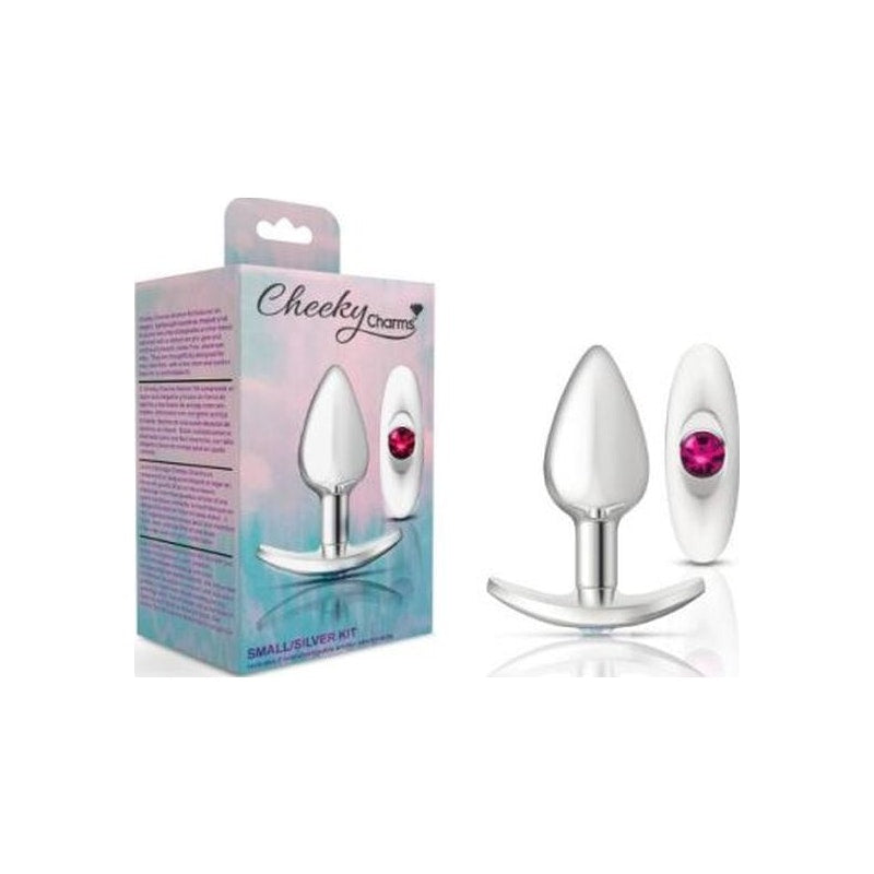 Cheeky Charms Silver Anchor Butt Plug w Clear and Teal Jewel Kit