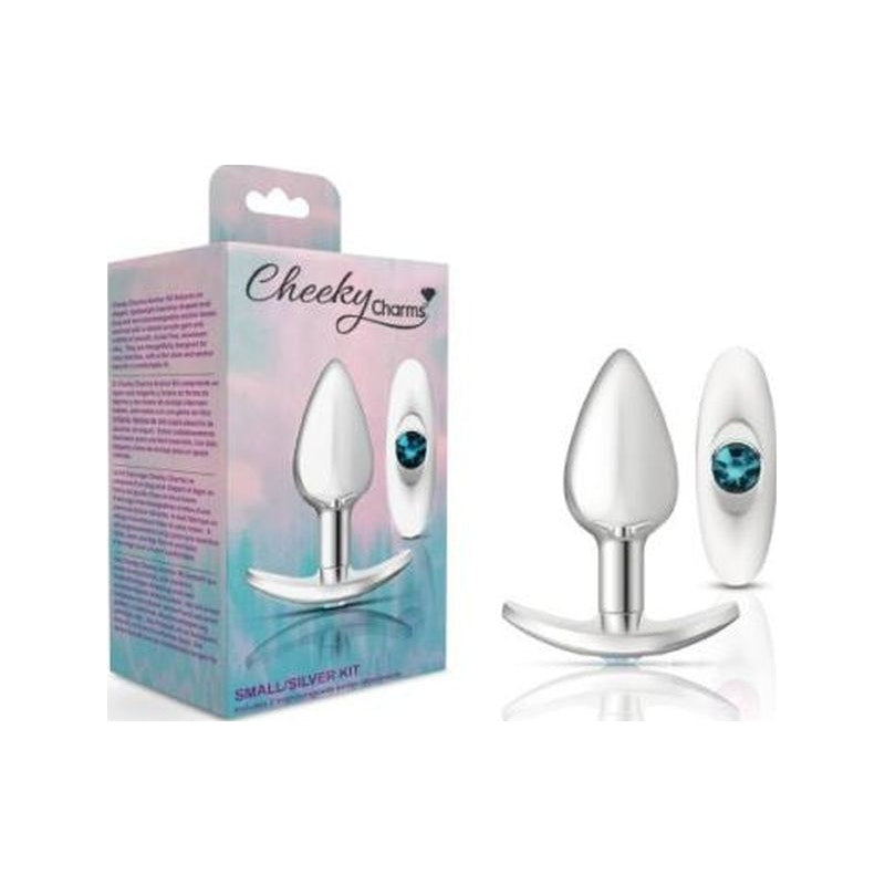 Cheeky Charms Silver Anchor Butt Plug w Clear and Pink Jewel Kit