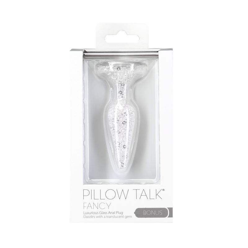 Pillow Talk Fancy Luxurious Glass Anal Plug w Clear Gem