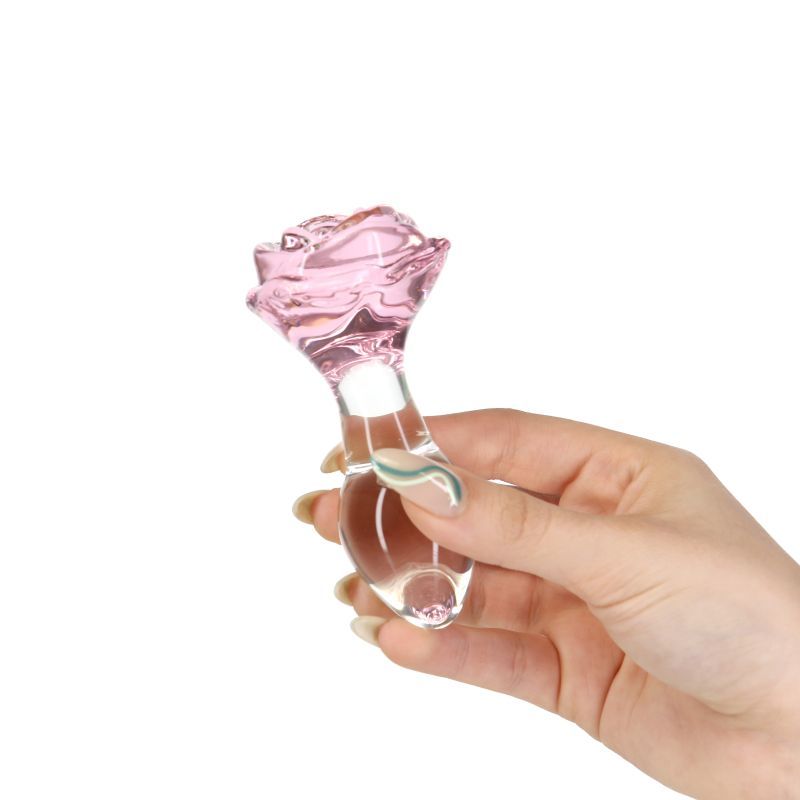 Pillow Talk Rosy Luxurious Glass Anal Plug w Clear Gem