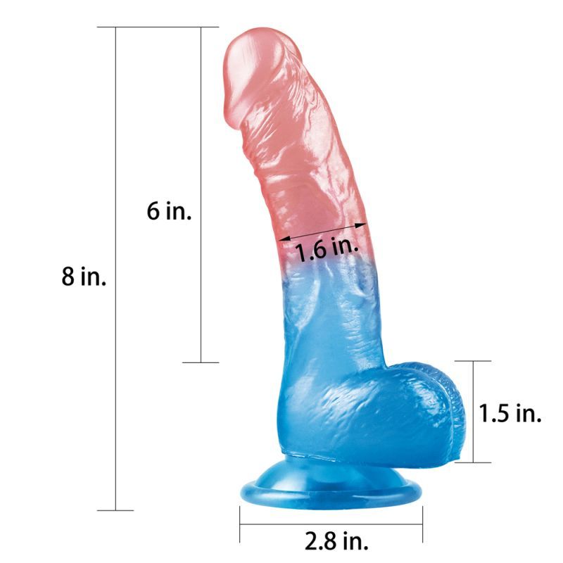 Dazzle Studs Dildo 8in Pink/Blue