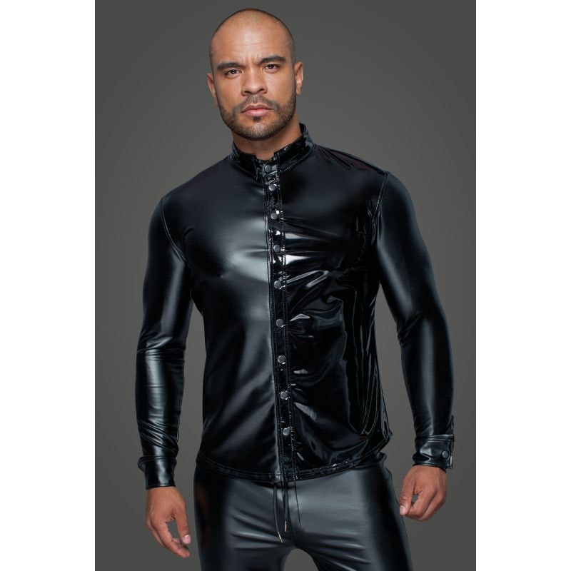 Powerwetlook PVC Long Sleeved Shirt w Button Placket