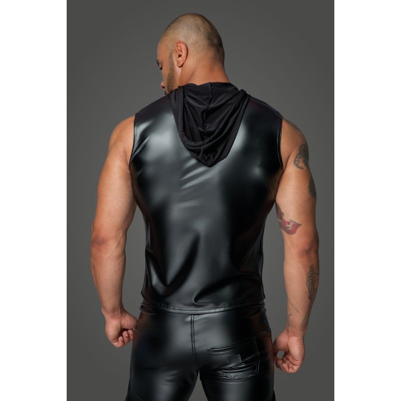 Powerwetlook Sleeveless Hooded Shirt w 2 Way Zipper