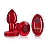 Cheeky Charms Red Rechargeable Vibrating Metal Butt Plug w Remote Small